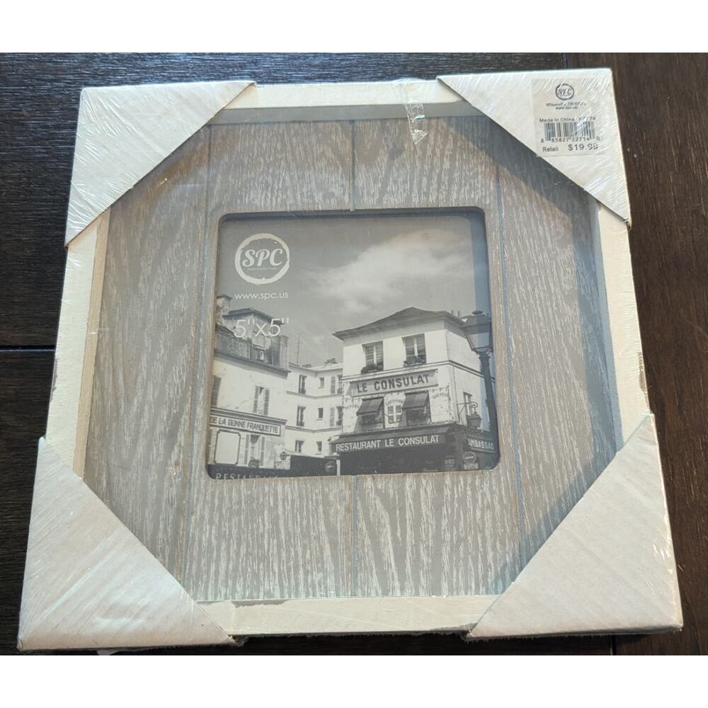 NWT NIP Wood-Grain Panel Look Picture Frame Gray 5 X 5 Inch Square Shelf Wall